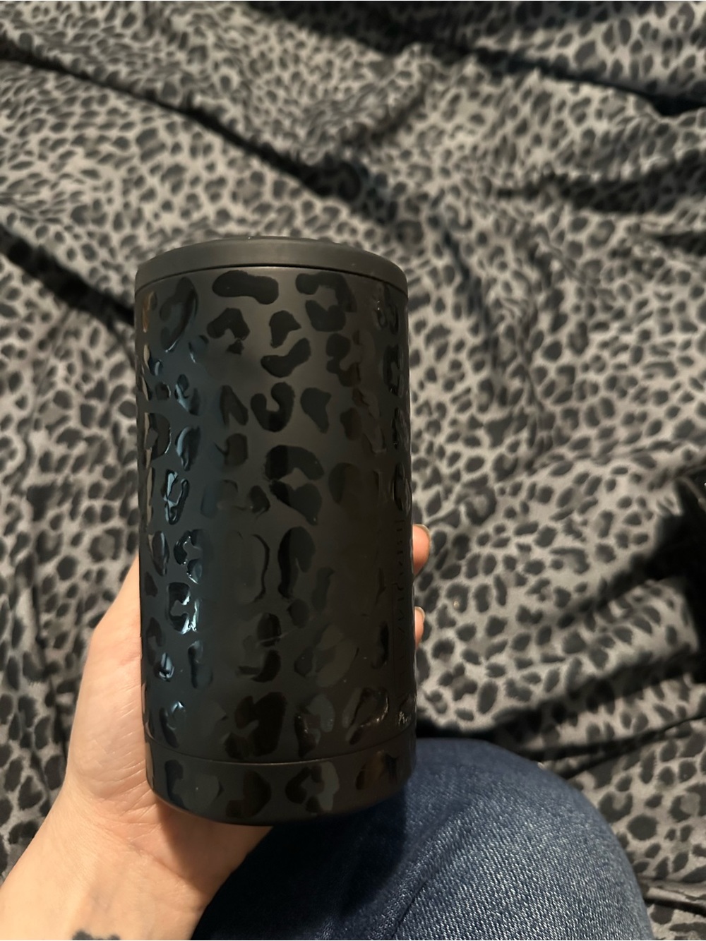 Matte Black Leopard Print Travel brumate